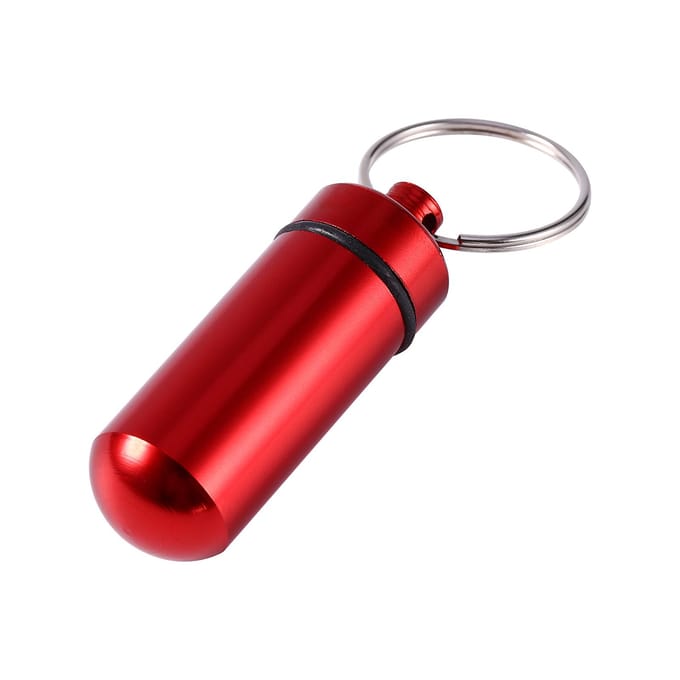 Boîte à pilules de voyage portable étanche Mini Bleu Aluminium Porte-clés Boîte de rangement pour comprimés red