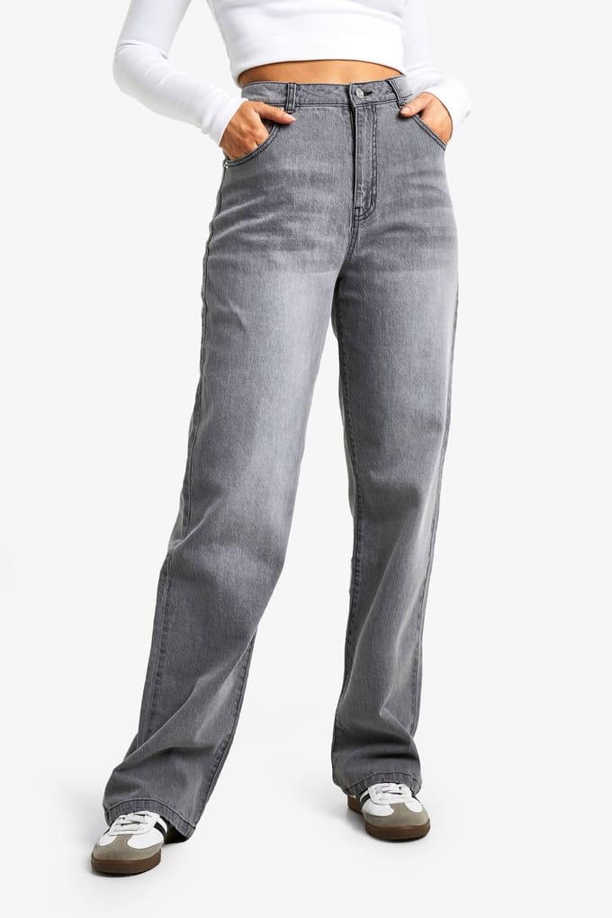 boohoo Dames Tall Basic Straight Leg Jean | Lichtgrijs | Maat: 10/34L