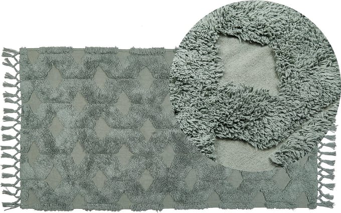 KARS - Laagpolig vloerkleed - Groen - 80 x 150 cm - Katoen