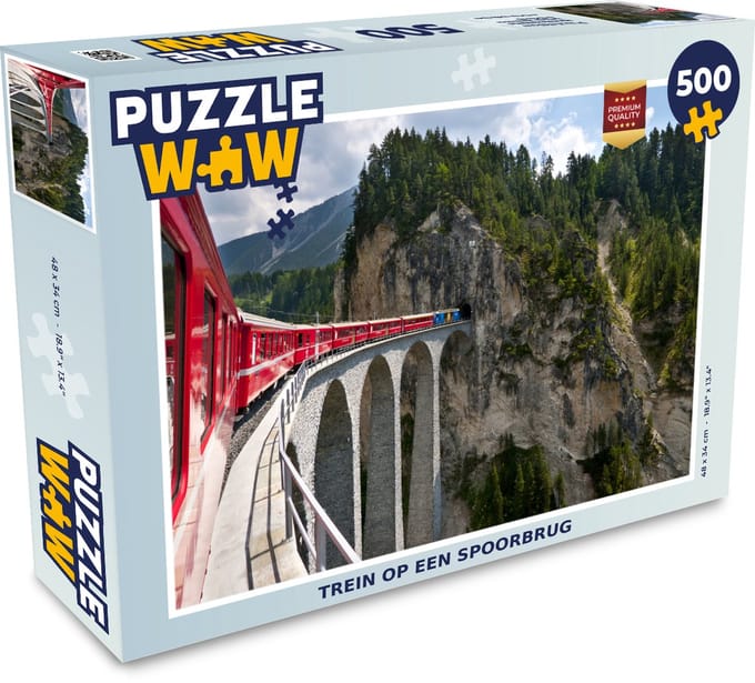 Puzzel Trein op een spoorbrug - Legpuzzel - Puzzel 500 stukjes