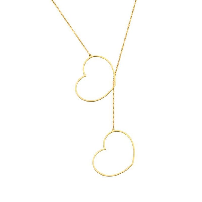 Ketting met twee harten | Goudkleurig | AG925