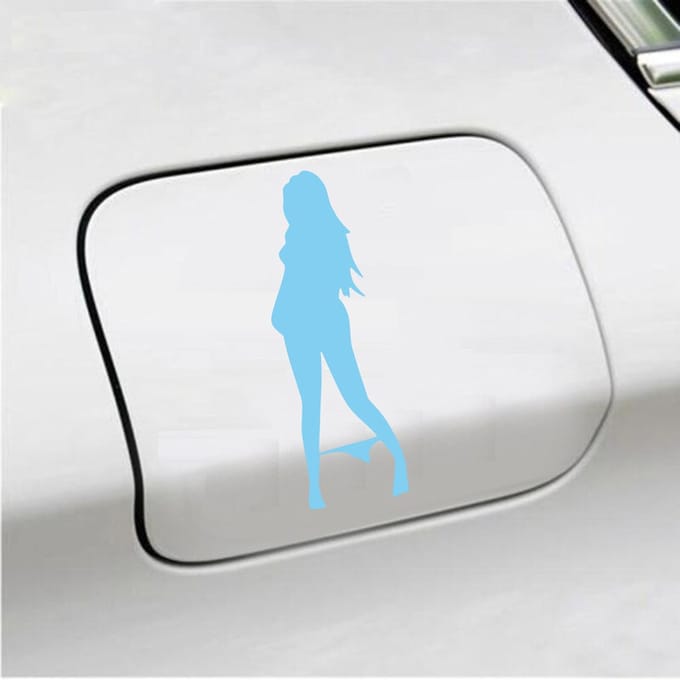 Bumpersticker - Vrouw Zonder Slip - 18 X 6 - Licht Blauw