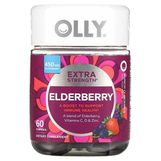 OLLY, vlierbes, extra sterkte, bos bessen, 450mg, 60 gummies (225mg per gummy)