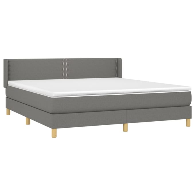 vidaXL - Boxspring - met - matras - stof - donkergrijs - 180x200 - cm