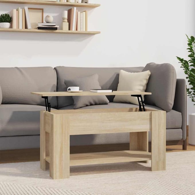 vidaXL - Salontafel - 101x49x52 - cm - bewerkt - hout - sonoma - eikenkleurig