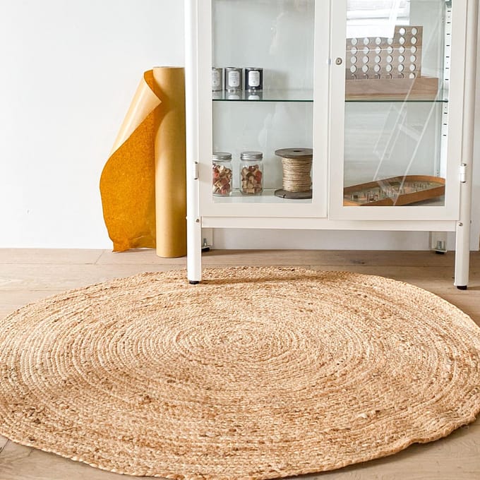 Rond jute vloerkleed naturel 120cm Mrcarpet