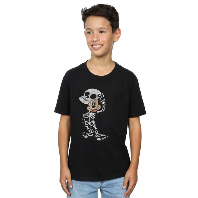 Disney Jongens Mickey Mouse Skeleton T-shirt (Zwart)