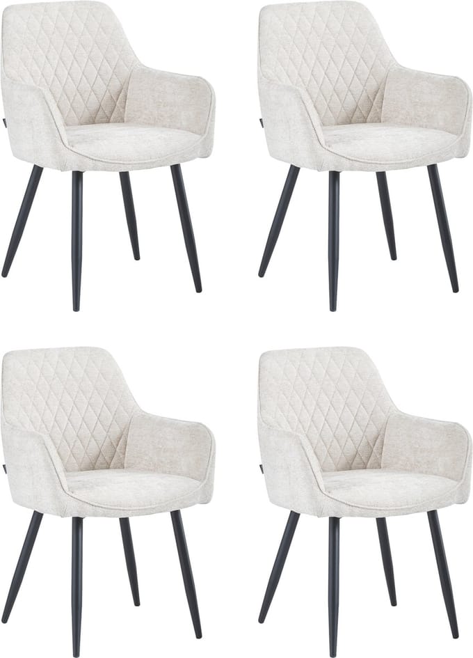 Colenis® - Beverly Eetkamerstoel - Set Van 4 - Beige - Chenille Stof - Industrieel