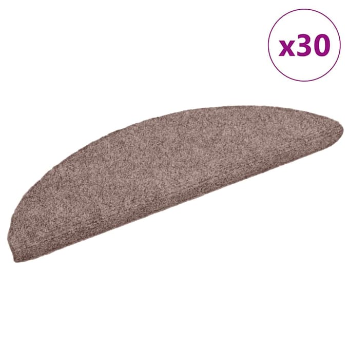 vidaXL - Trapmatten - Zelfklevend - 30 - stuks - 56x17x3 - cm - lichtbruin - Halfrond