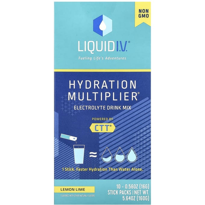 Liquid I.V., Multiplicateur d'hydratation®, Mélange pour boisson électrolytique, Citron vert, 10 sachets individuels, 0,56 oz (16 g) Chaque