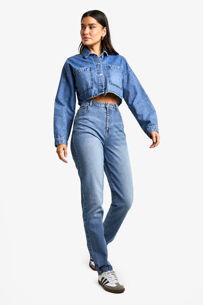 boohoo Dames Tall Basic Slim Fit Spijkerbroek | Light Wash | Maat: 6/34L