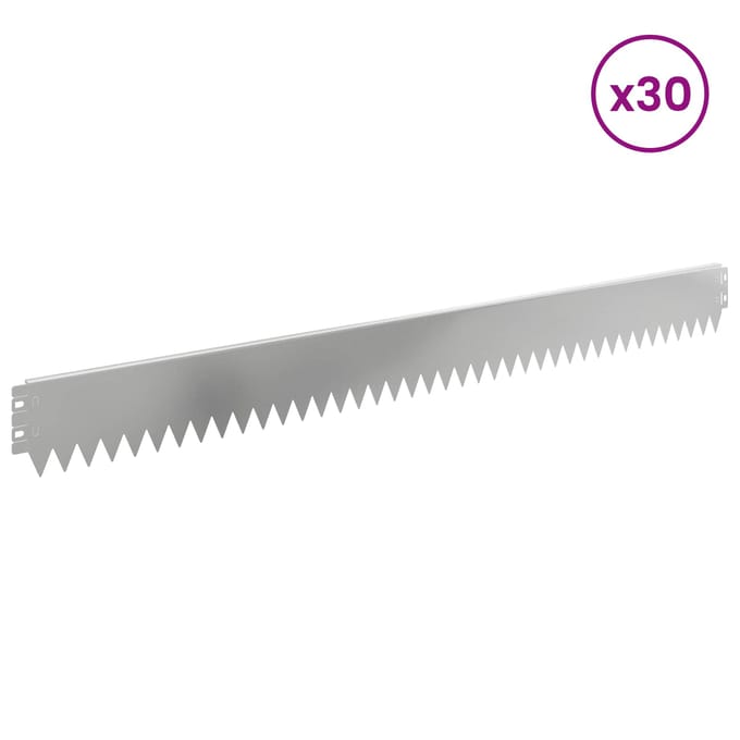 vidaXL - Gazonrand - 30 - st - 103 - x - 10 - cm - Staal - zilver