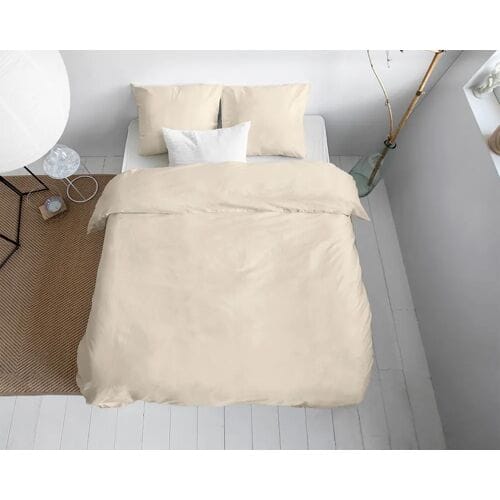 Primaviera Deluxe Uni Satijn Dekbedovertrek - 140x200/220 + 1 kussenslopen 60x70 - Zand - Eenpersoons