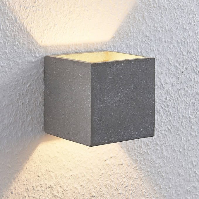 Lindby - wandlamp - 1licht - Beton - H: 11.5 cm - G9 - grijs
