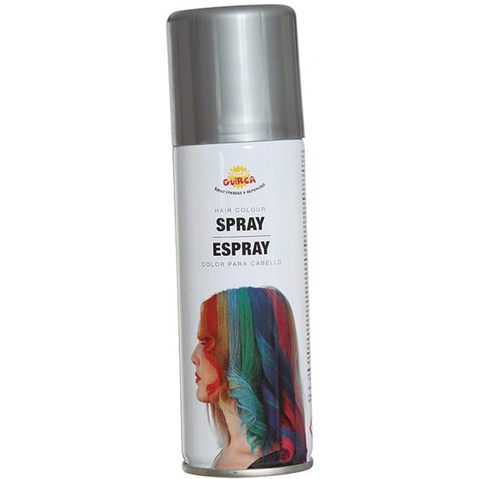Fiestas Guirca Carnaval verkleed haar verf/spray - zilver - spuitbus - 125 ml