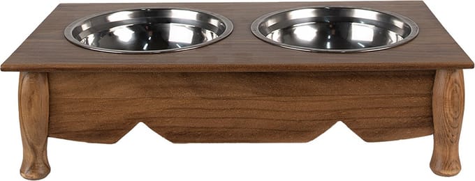 Clayre & Eef Voerbak hond 2x500 ml Bruin Hout