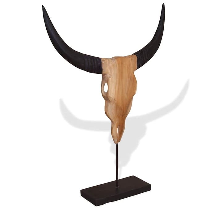vidaXL - Stierenbeeld - 66x15x88 - cm - teakhout