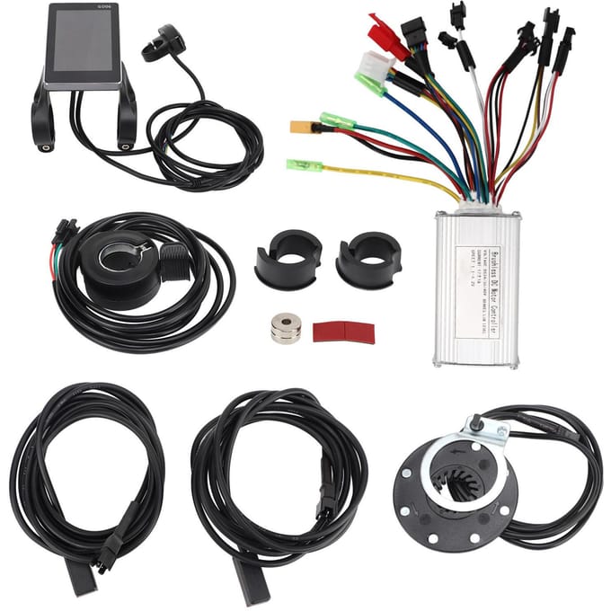 Elektrische Fiets Conversie Kit 17A Drie Modes Controller GD06 Display Borstelloze Motor Controller Set voor 250W 350W Motor black