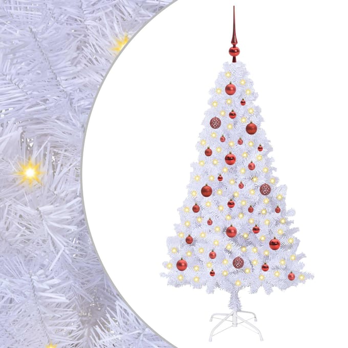 vidaXL - Kunstkerstboom - Wit - 150 - cm - PVC - en - Staal