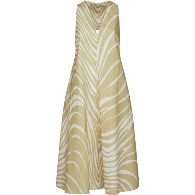 Skills & Genes - Lange jurk Beige/groene W274A19