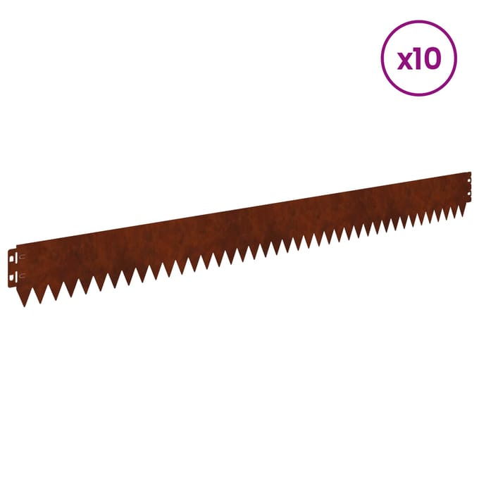 vidaXL - Gazonrand - met - omgeplooide - bovenrand - 10 - st - 103 - x - 10 - cm - Staal