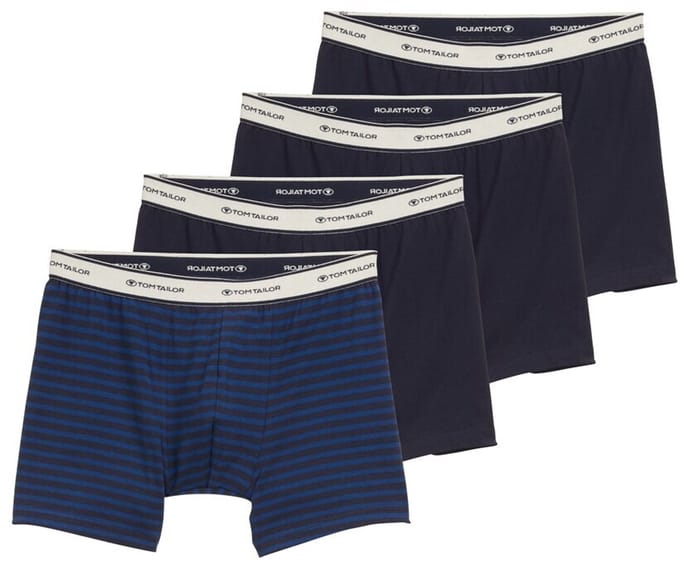 Tom Tailor - Halflange boxers in een 4-pack - Maat S/4 - blue stripe