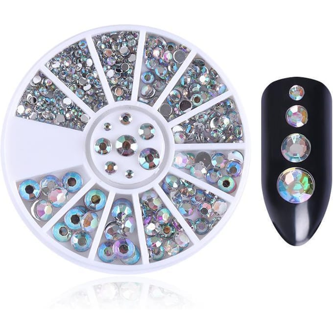 1 doos ronde strass steentjes voor acryl UV gel nail art #8 wit