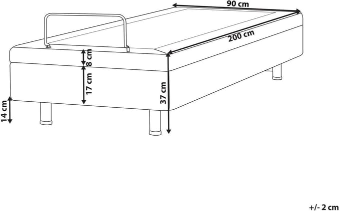 DUKE - Bed zonder hoofdbord - Gebroken wit - 90 x 200 cm - Bouclé