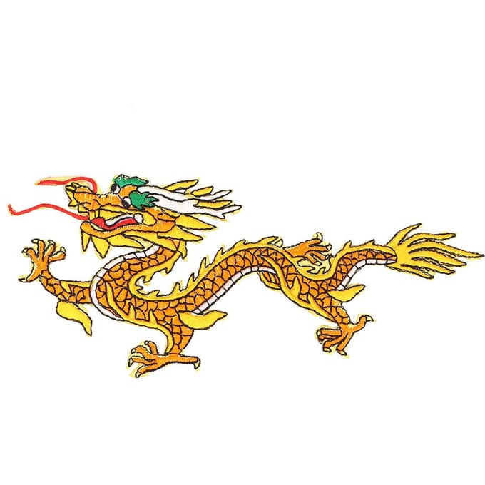 Chinese Draak Stoffen Sticker Geborduurde Patch DIY Decor Appliqué Handwerk Kledingaccessoires yellow