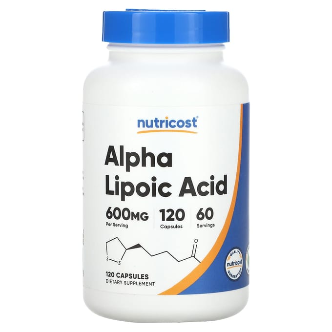 Nutricost, alfa-liponzuur, 600 mg, 120 capsules (300 mg per capsule)