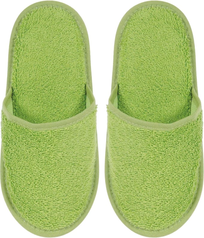 Badslippers Badstof Uni Pure met Zool Groen Maat 43 - 1 Paar