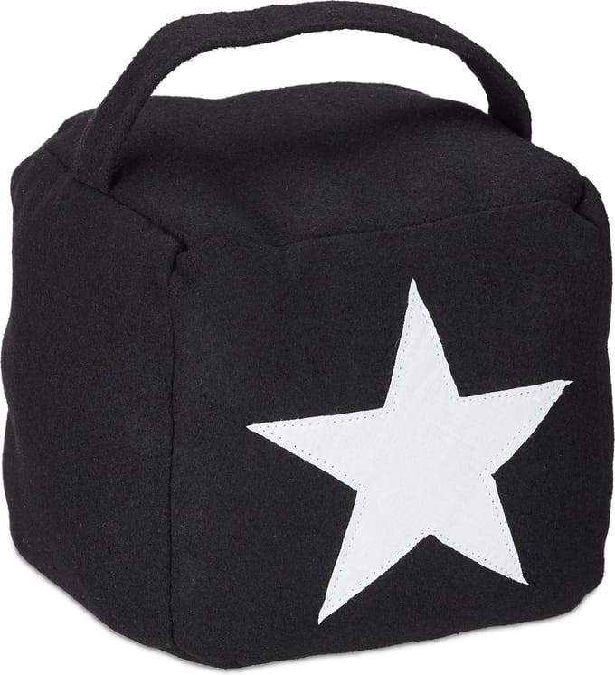deurstopper ster - met handvat - stof - 20 x 15 x 15 cm - zwart