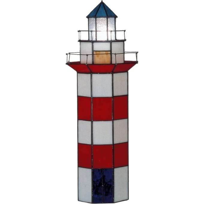 Lumilamp Tiffany Tafellamp Vuurtoren 21x56 cm Rood Wit Glas