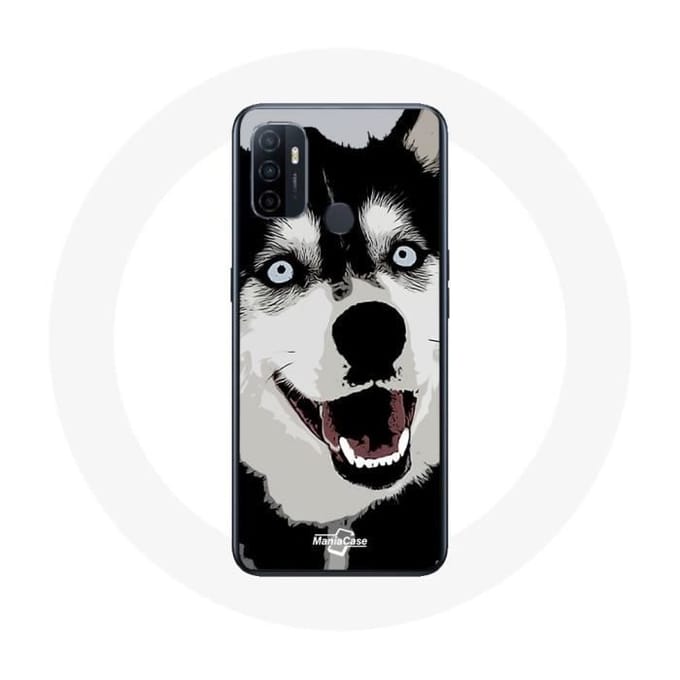 Oppo A53 hoesje Siberische husky blauwe ogen