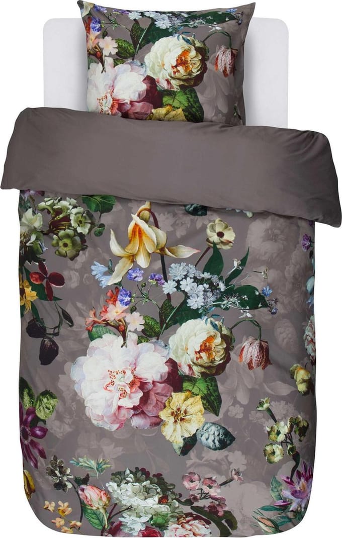 Essenza Fleur Dekbedovertrek Katoensatijn Taupe - Eenpersoons – 140x200/220 cm