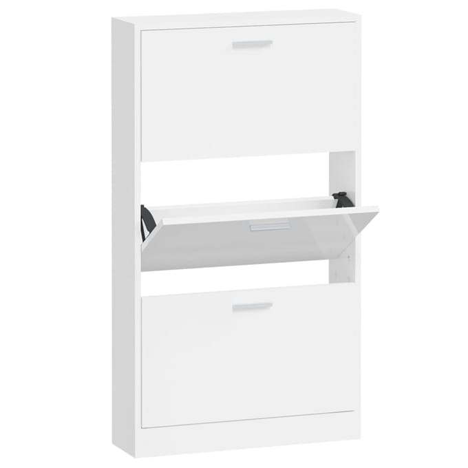 vidaXL - Schoenenkast - 59x17x108 - cm - bewerkt - hout - hoogglans - wit