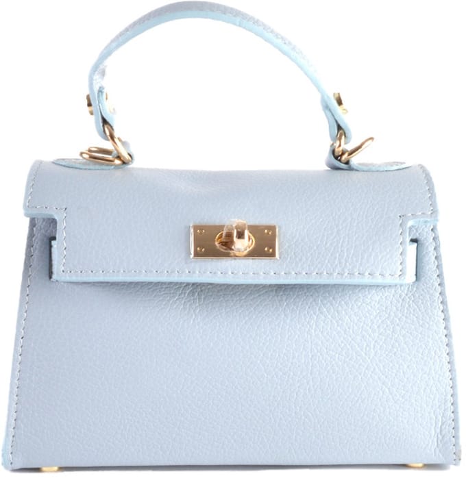 Giuliano Lederen Schoudertas Amaya - Dames - Made in Italy - Licht blauw