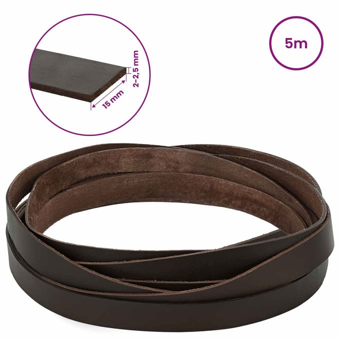 vidaXL - Leren - riem - 1 - Donkerbruin - 500 - x - 1,5 - cm - Leer