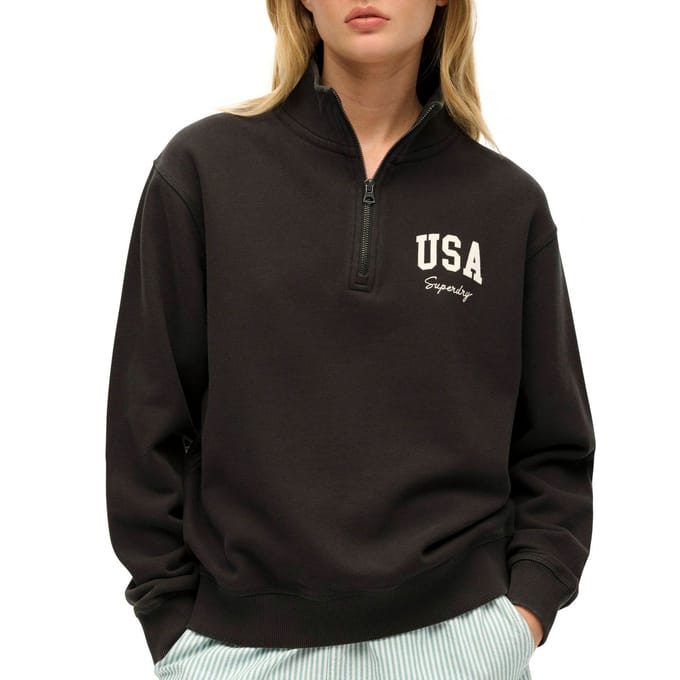 Dames sweatshirt met halve rits Superdry Athletic Essentials