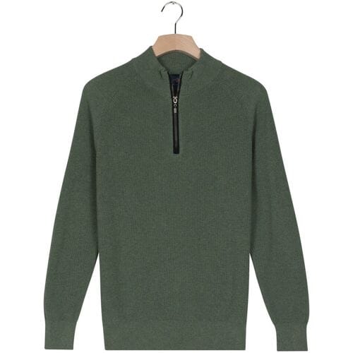 Baileys Trui Uni Color Cotton Half Zip Half Cardigan Knit Dark Forest / male