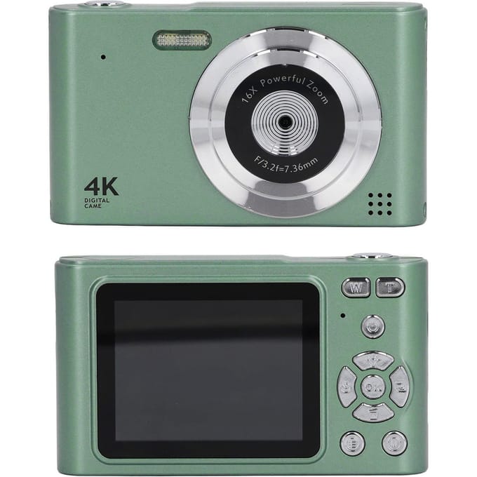 Appareil photo numérique 48MP 2.5K HD Double caméra Zoom 16x Auto Focus Caméra numérique de poche intelligente Vlogging vert