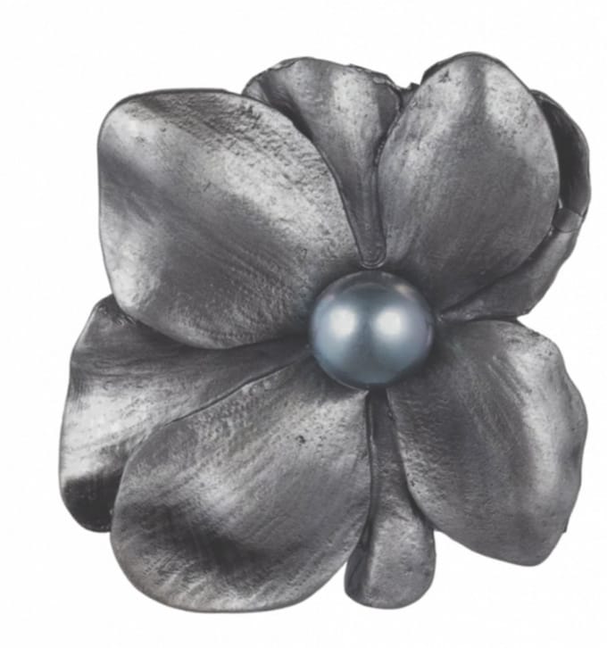 Broche-bloem-grijs - Charme Bijoux
