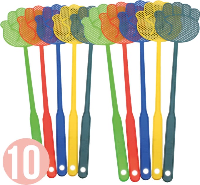 Vliegenmepper - 10 stuks - Handvorm - 48,5 cm