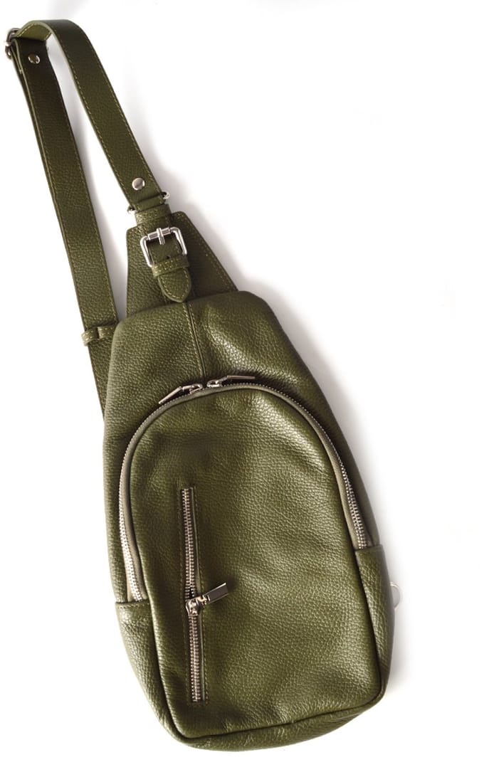 Giuliano Lederen crossbody - Made in Italy - Olijfgroen