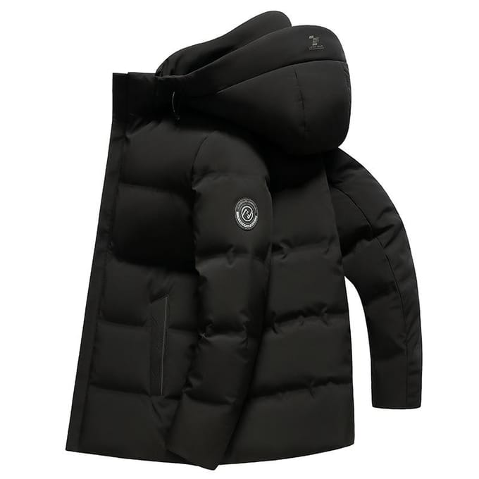 Winter Heren Donsjack Business Casual Verdikt Koudebestendig Capuchon Halflang Donsjack voor Heren M black