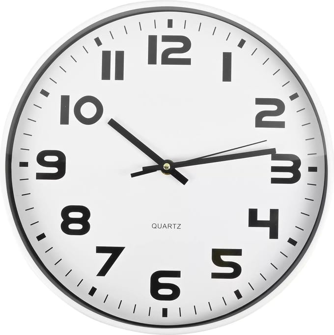 Benson Moderne wandklok - minimalistisch design - Ø30 cm - wit