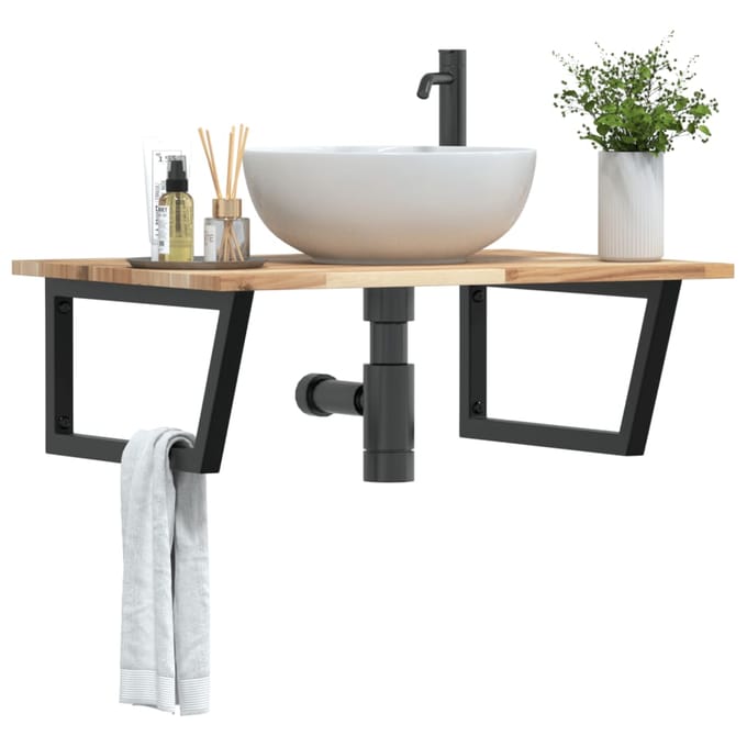 vidaXL - Badkamer - wandschap - staal - en - massief - acaciahout