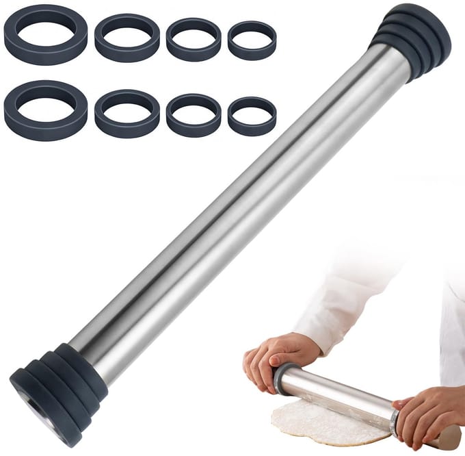 Deegroller 40 cm - RVS - Antiaanbaklaag - Perfect voor pizza en taarten - SnelShoppen