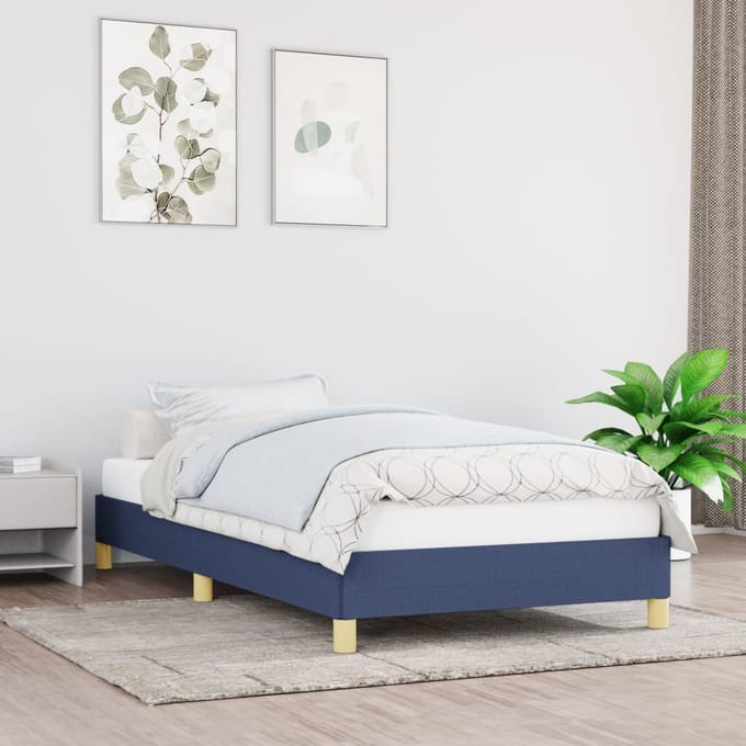 vidaXL - Bedframe - zonder - matras - 90x190 - cm - stof - blauw
