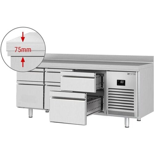GGM Gastro Kühltisch Premium PLUS - 1960x700mm - 6 Schubladen - Aufkantung